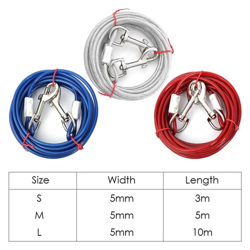 1PC Durable Dog Leash Steel Wire Double End Leash