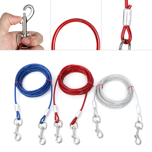 1PC Durable Dog Leash Steel Wire Double End Leash