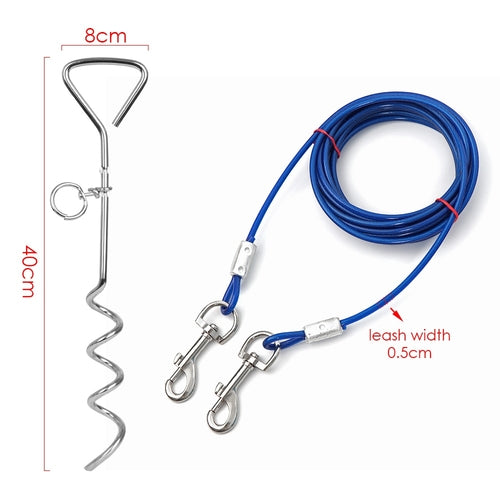 1PC Durable Dog Leash Steel Wire Double End Leash