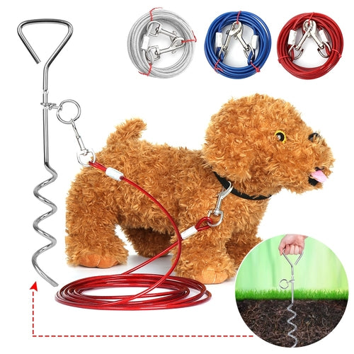 1PC Durable Dog Leash Steel Wire Double End Leash