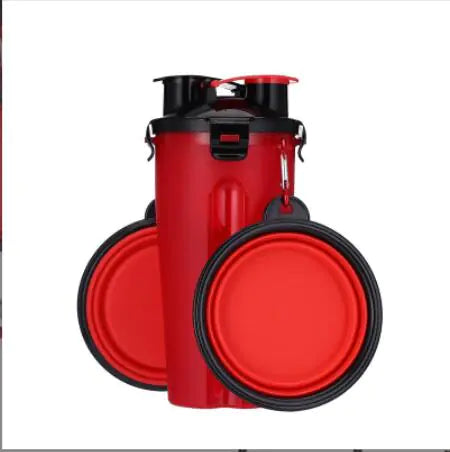 Portable Folding Dual Water and Food Cup for Pets