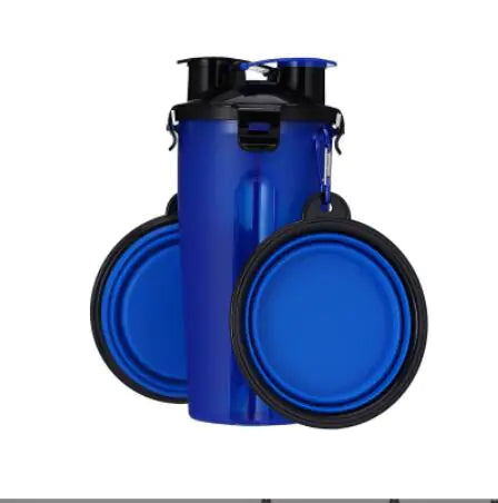 Portable Folding Dual Water and Food Cup for Pets